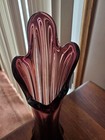 Vintage Mcm Amethyst Swung Glass Vase Purple Mid Century Stretch Art Decor