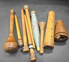 Lot Of 9 Vtg Industrial Wood Textile Sewing Beehive Bobbin Quill Spool Primitive