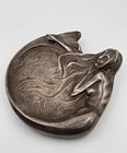 Art Nouveau Bronze Vide-poche Mermaid Flowing Hair Pin Tray Antique Signed Pohl