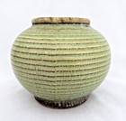 Vintage Mid-century 1950 s W  chtersbach German Pottery Green Ribbed Vase   Xlnt