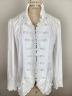 Classic White Military Style Cotton Ladies Jacket W braided Buttons   Size Large