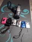    lot 7 Vintage Cameras Nikon Canon Olympus Sony Untested For Parts