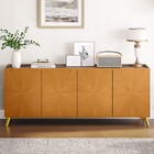 63  Walnut Sideboard Buffet Cabinet Kitchen Storage With 4 Doors For Living Room