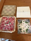 3 New Red Blue Roses   Daisies Scalloped Edge Handkerchief Hankie