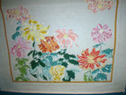 Vtg 1992 Huge Hand Painted Needlepoint Canvas Floral Chrysanthemums Signed 44x54