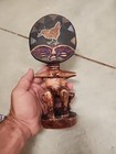 Rare Vintage Wooden Hand Beaded West African Ceremonial Tribal Mask 10    Tall