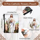 Windyun 8 Pcs Catholic Rosary Pouch 3 5   X 2 8   Coin Purse Holder    