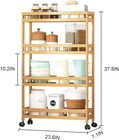 Narrow 4-tier Kitchen Cart  Slim Bamboo Rolling Storage Shelf 7 1 Inch Wide