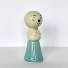 Vintage Shawnee Pottery Darn Aide Sock Darner Ceramic Figure Blue Apron 1940s