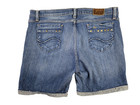 Lee Denim Blue Jean Shorts Womens Size 15 Tall Country Embroidered Studed Jorts