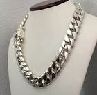 Mens 20mm Big Heavy Miami Cuban Link Chain Necklace 14k White Gold Plated Silver