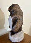 Chainsaw Carved Wooden Penguin Figurine Sculpture On Base  Bird Animal Class