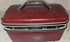Vintage Samsonite Silhouette  Train Case Burgundy Mirror Tray Key Euc