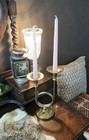 Vintage Brass French Horn Double Candlestick Holder