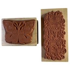 2 Vintage Wooden rubber Crafting Stamps  Butterflies  Free Shipping 
