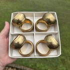 Vintage Solid Brass Napkin Holders Napkins Rings Mcm Made In India Set Of 8