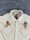 Rare Vintage Giancarlo Ruffini Mens M 8-bit Western Shirt Pixel Cowboy