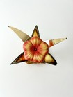 Vintage Mcm Brutalist Enamel Metal Flower Sculpture W Mexican Onyx Base - Signed