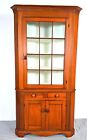 Antique Softwood 12 Light Corner Cupboard Cabinet 2pc Small 1840 Refinished