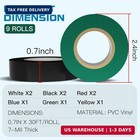 9 Rolls Coloured Electrical Tape - Professional White Black Red Green Blue Yello