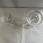Vintage Antique Glass pair Of Clean Cut Candle Sticks  Very Heavy