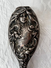 Antique Art Nouveau Sterling Silver 925 Repousse Woman Flowers Vanity Hairbrush