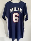 Vintage Pepsi Majestic Milan 6 Navy Blue White Baseball Jersey Shirt