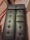New Mainstays Memory Foam Futon With Cupholder And Usb  Black Faux Leather