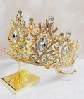 Princess Tiara  Gold Wedding Tiara  Pageant Crown  Crystal Bridal Hairpiece