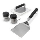 New Weber Stainless Grilling Set Smashed Burger Press Spatula Spice Shakers