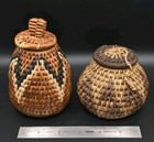 Vintage African Zulu Ukhamba Wedding Basket -  Hand Woven Lot Of 2 W  Lid Lidded