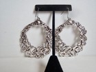 Sterling Silver 925 E l Made In Israel Extra Large Size Dangle Circle Earrings