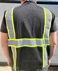 Fx Two Tone Hi-vis Black Safety Vest W  4 Front Pocket Small To 4xl  ships Free 