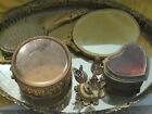 Vintage Vanity Set Handle Mirror  Brush Comb  2 Small Jewelry Or Makeup Holders 