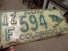 1958 Colorado Ski License Plate 594