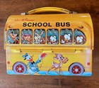 1961-73 Vintage Disney School Bus Dome Lunchbox And Thermos Nos