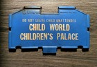 Vintage Child World Children s Palace Shopping Cart Flap Plastic Sign Unarco