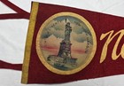 Vintage 1940s New York Statue Of Liberty Felt Pennant Souvenir Medallion Red