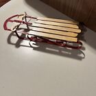 Vintage Handmade Wooden With Red Metal Base Snow Sled - Holiday Decor - Crafts