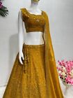 Yellow Heavy Faux Georgette Lehenga Choli With Dupatta For Function Wear