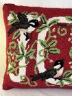 Hooked Wool Joy Holiday Pillow With Birds