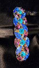 Vintage French Gold Tone Hair Barrette With Large Multicolor  Rhinestones Nice 