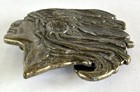 Belt Buckle Native American Indian Chief Head Bronze Tone Vintage Mid Century