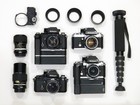 Price Drop  Nikon F2 Lot   Four F2 35mm Cameras  Black F2as F2a 6 Nikkor Lenses 