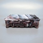 Imperial Glass Rose   Vine Purple Slag Trinket Jewelry Box Orig Tag Small Chip