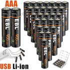 Ebl 1 5v Aaa Aa Batteries Usb Rechargeable Charging By Usb Li-ion  W  Cable Lot