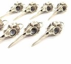 2 Pieces Bird Head Skull Dangle Charm Antique Silver Plated Jewelry Accessories