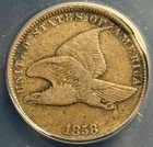 1858 Flying Eagle Cent S l      Anacs Vf20 Curved Clip      Mint Error 