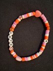 Handmade Multicolor Beaded Charm Bracelet Love Letter Beads Smiley  Plastic