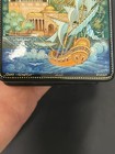 Vintage Russian Hand Painted Lacquer Wood Box   Artist Signed  